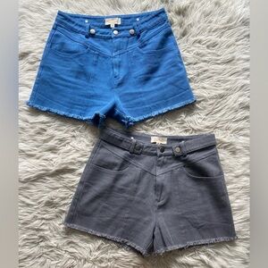 Listicle Blue and Gray Jean Shorts with Color-Block Design